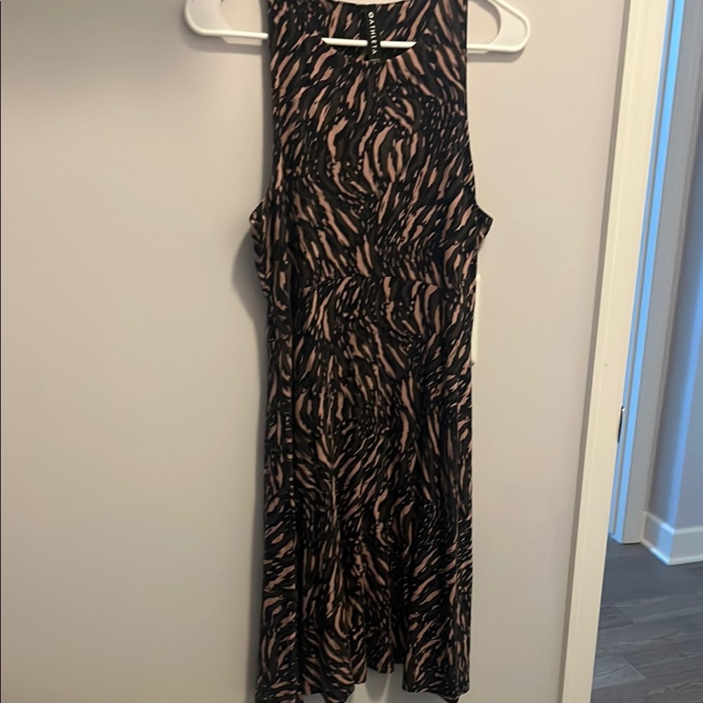 Athleta Black, Olive and Rose Patterned Sleeveless Dress